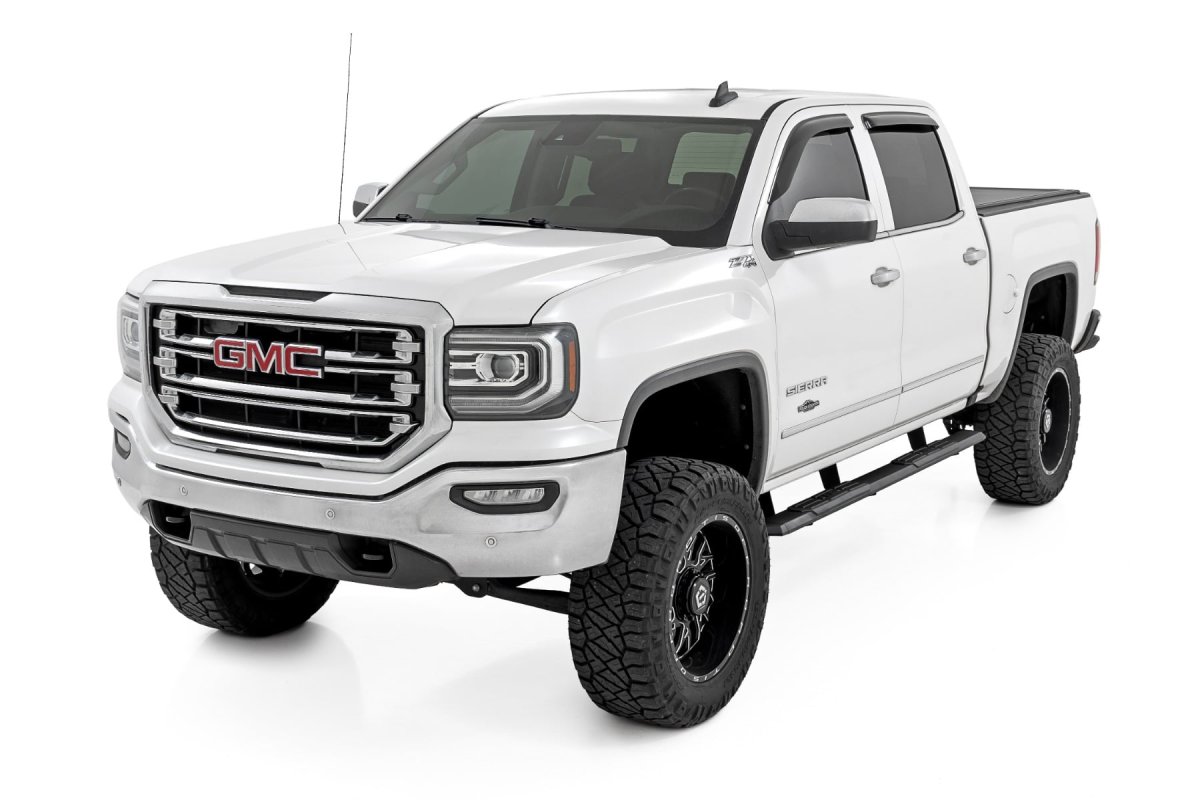 GMC Sierra 2500HD Running Boards - Rough Country - TR2 Aluminum - Black - '07-'19